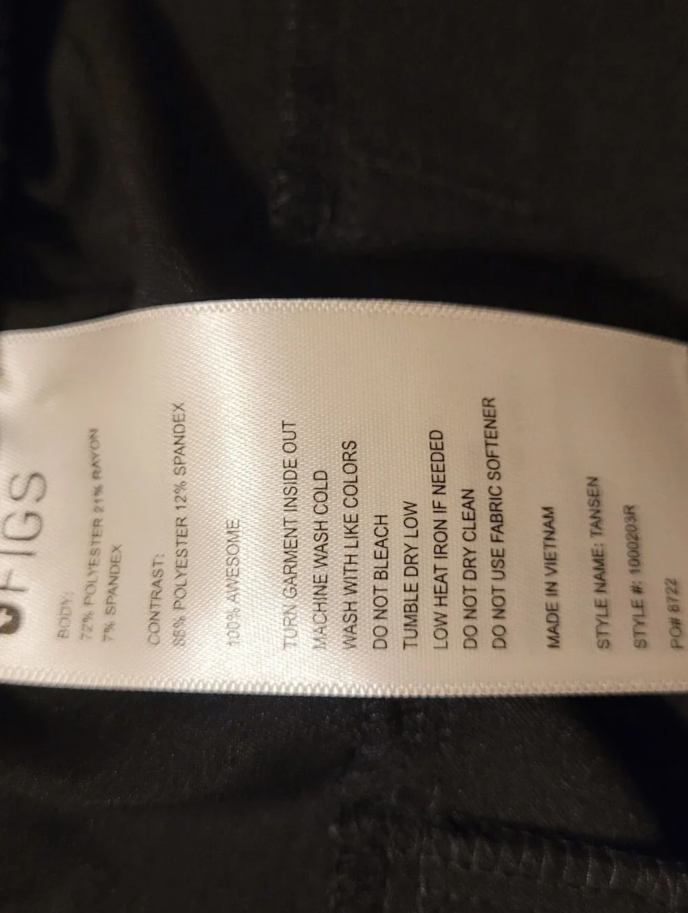 Unisex Figs Scrub Jogger Pants Large Black Drawstring